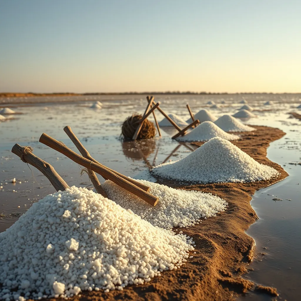 Les marais salants de Noirmoutier produisent environ 2 000 tonnes de sel par an, récoltées à la main de mai à septembre