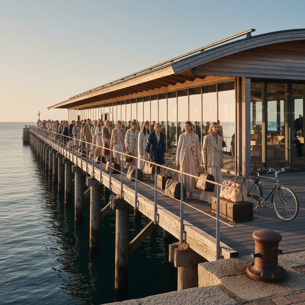 À l'embarcadère de Fromentine, les passagers et leurs vélos patientent avant l'embarquement du matin