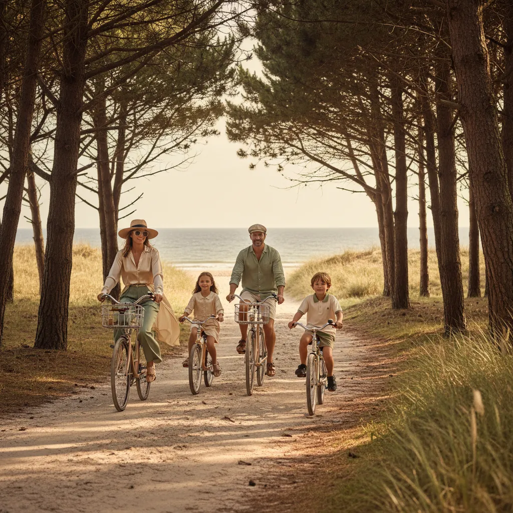 La piste cyclable ombragée vers la plage des Sapins, itinéraire idéal pour les familles avec enfants