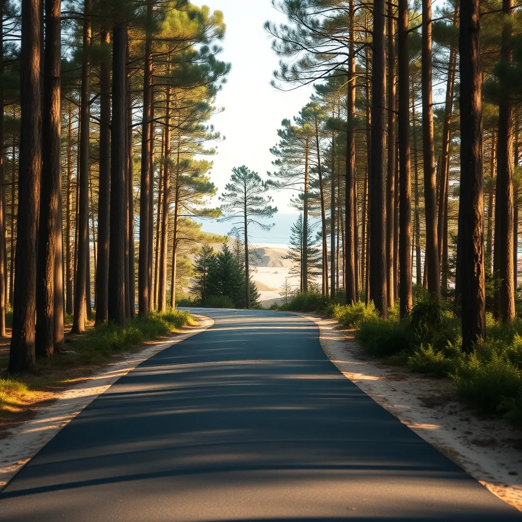 La Vélodyssée traverse la forêt des Pays de Monts sur vingt kilomètres entre pins et dunes
