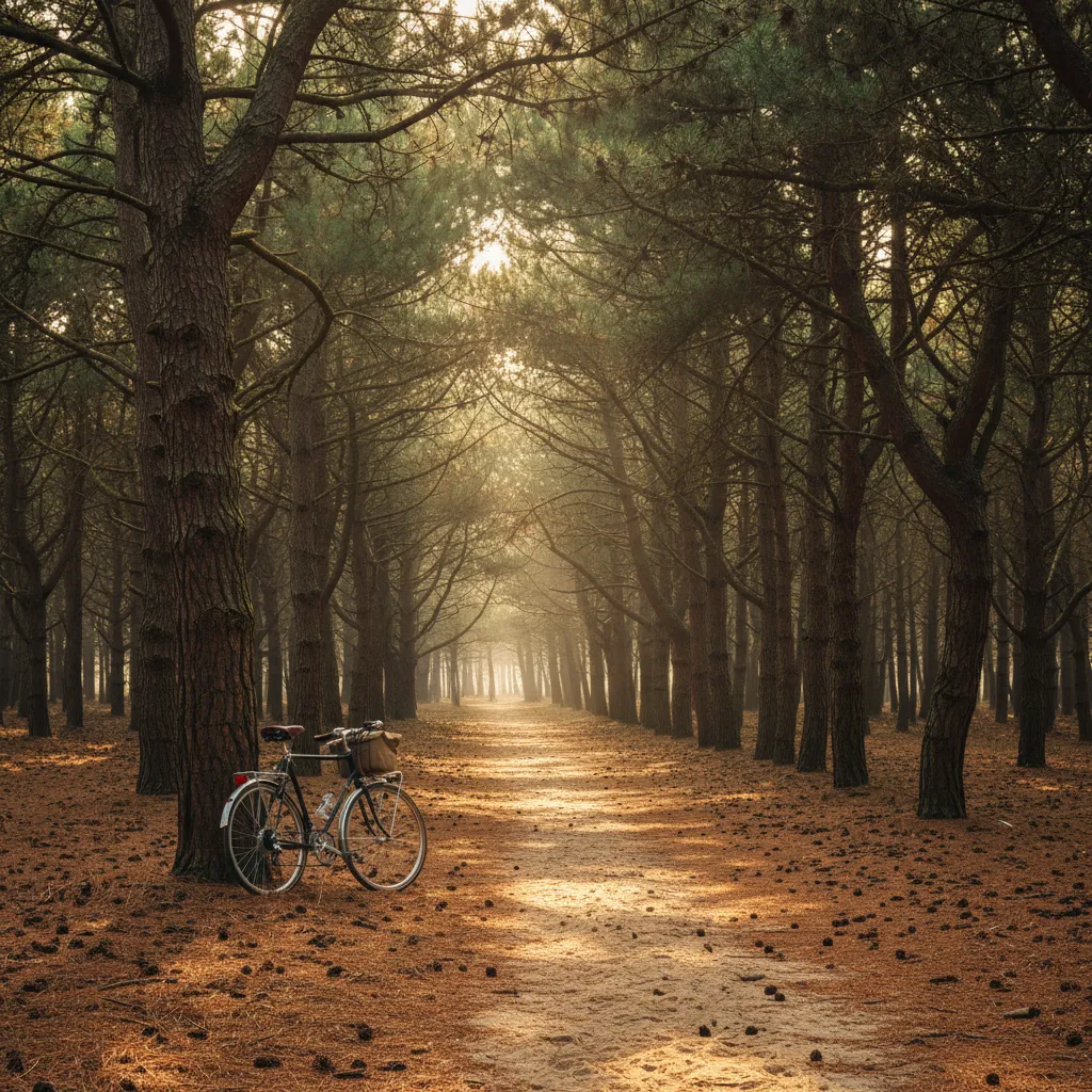 La forêt domaniale de Monts couvre 2 500 hectares de pins maritimes traversés par 25 km de pistes cyclables