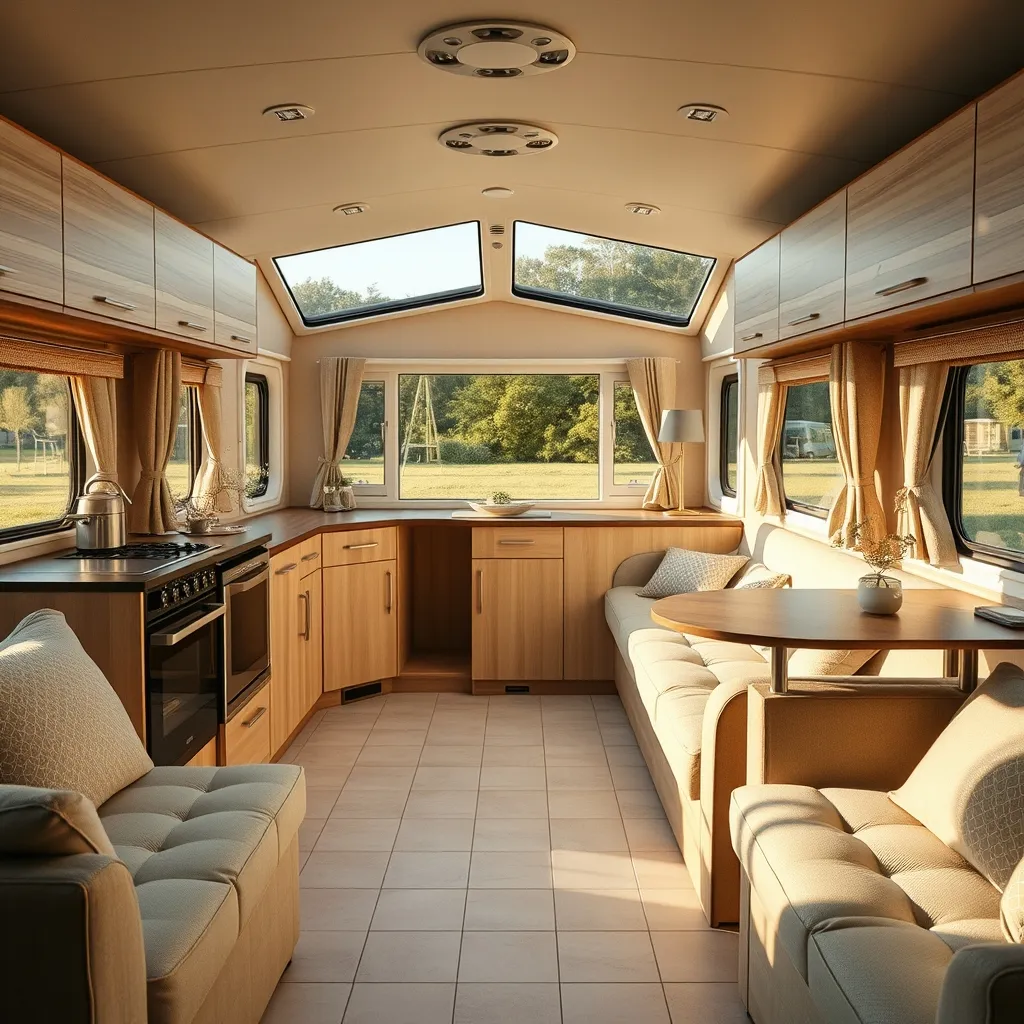 Intérieur d'un mobil-home milieu de gamme : entre 35 000 et 50 000 euros neuf pour ce type d'aménagement trois chambres