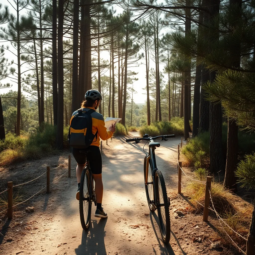 En forêt des Pays de Monts, les pistes cyclables mènent directement aux plages : la carte IGN détaille chaque embranchement