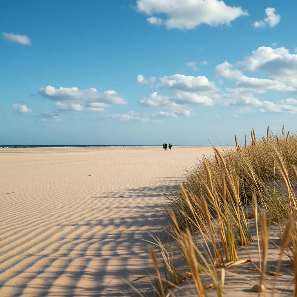 La plage de Fromentine à marée basse : 3 km de sable fin orientés plein sud-ouest