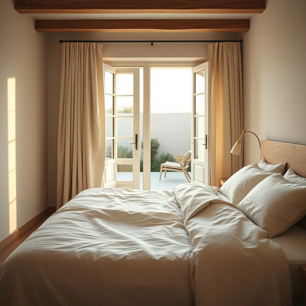 Les chambres misent sur des matériaux naturels et une literie en 160 cm renouvelée chaque saison