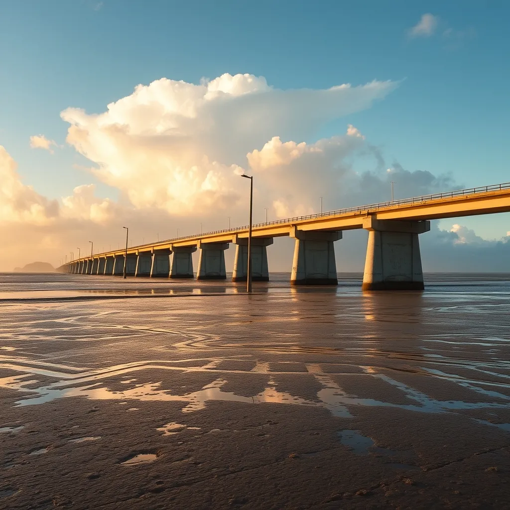 Le pont de Noirmoutier vu depuis Barbâtre : dormir en entrée d'île permet d'économiser 15 à 30 euros par nuit