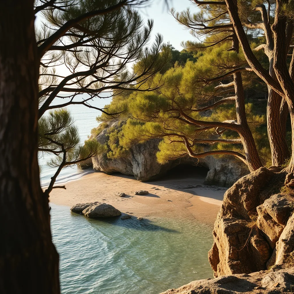 Le Bois de la Chaise à marée basse : des criques de sable fin sous les chênes verts, le quartier le plus prisé de l'île