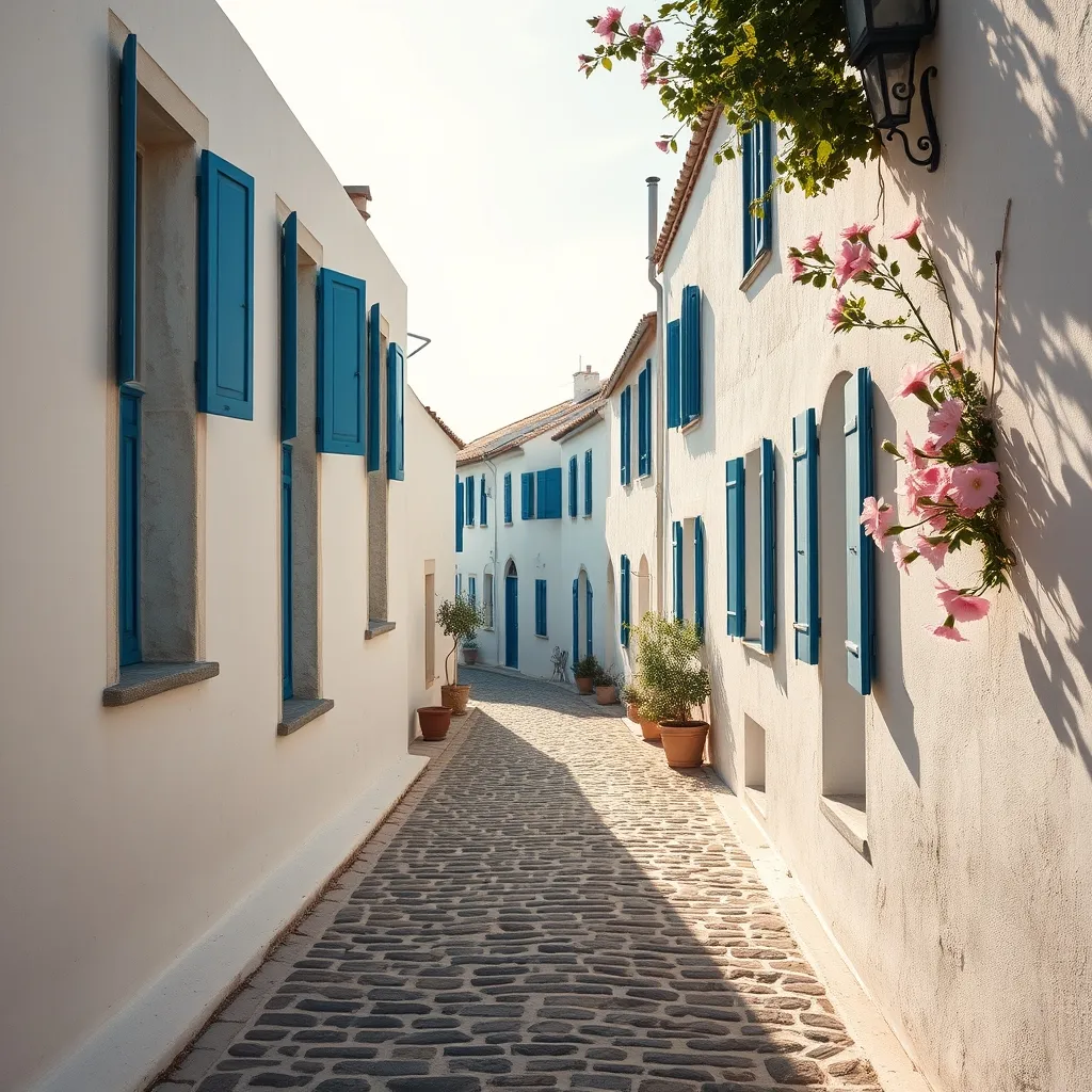Les ruelles blanches de Noirmoutier-en-l'Île rappellent les villages méditerranéens, soleil vendéen en prime