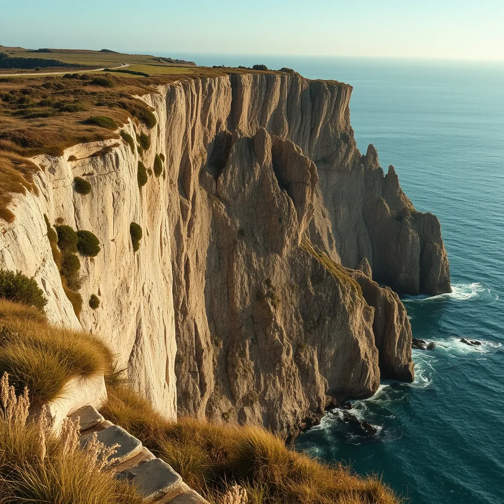 La corniche vendéenne entre Saint-Hilaire-de-Riez et Brétignolles, falaises de schiste face à l'Atlantique