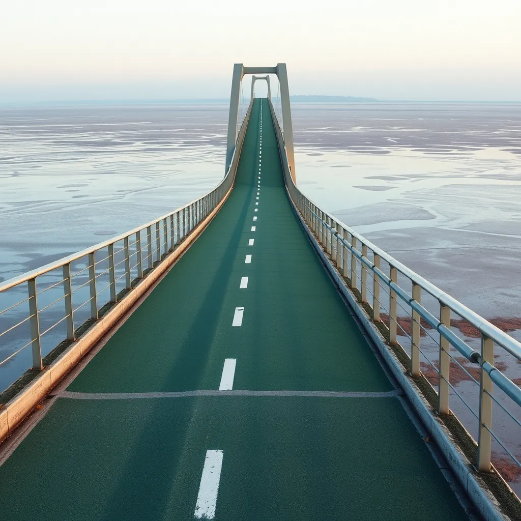 La bande cyclable du pont de Noirmoutier permet de rejoindre l'île depuis Fromentine sans quitter la piste