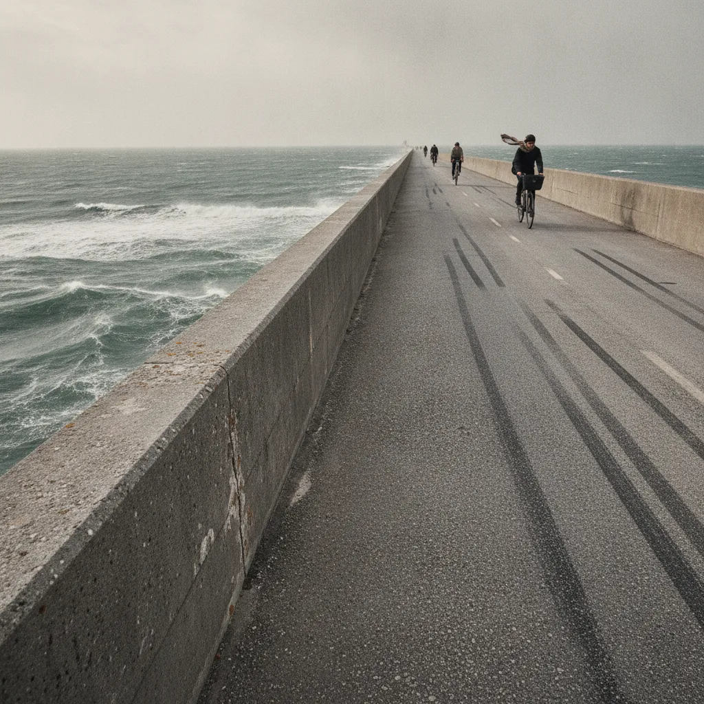 La piste cyclable bidirectionnelle du pont ne mesure que 1,50 m de large, un goulet pour les 110 km de réseau rétais