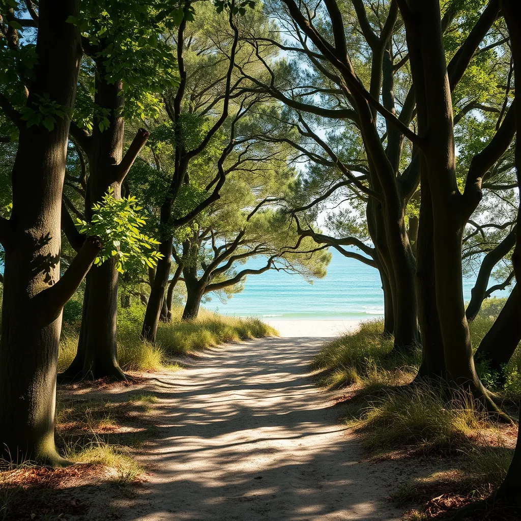 Le bois de la Chaise, forêt de chênes verts centenaires qui mène à la plage des Dames : la plus belle section de la boucle nord