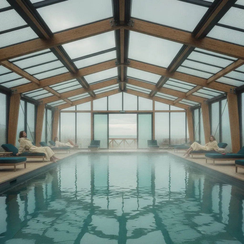 Une piscine couverte et chauffée à 28 °C garantit la baignade même par temps de pluie atlantique