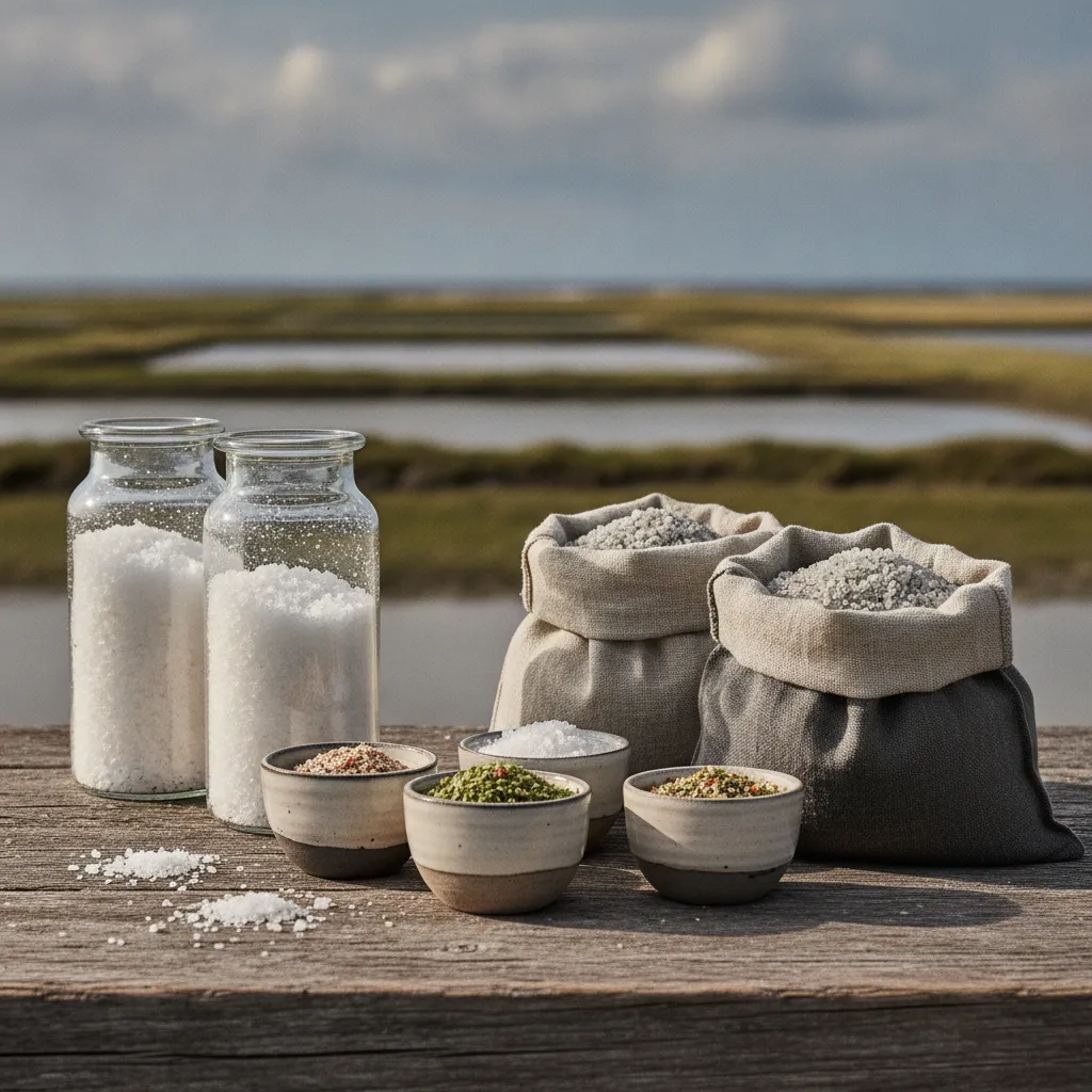 Fleur de sel nature, gros sel gris et sels aromatisés aux algues : la gamme en vente directe après la visite des Cholleaux