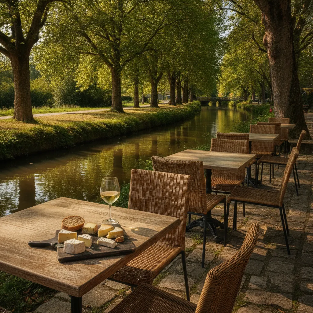 À Coulon, les terrasses au bord du canal proposent des menus du jour entre 14 et 22 euros selon la saison