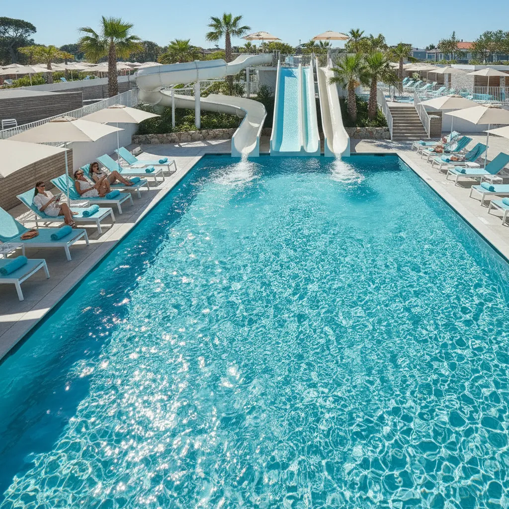 Le parc aquatique du camping 5 étoiles de Brétignolles : piscine chauffée et toboggans inclus dans le séjour