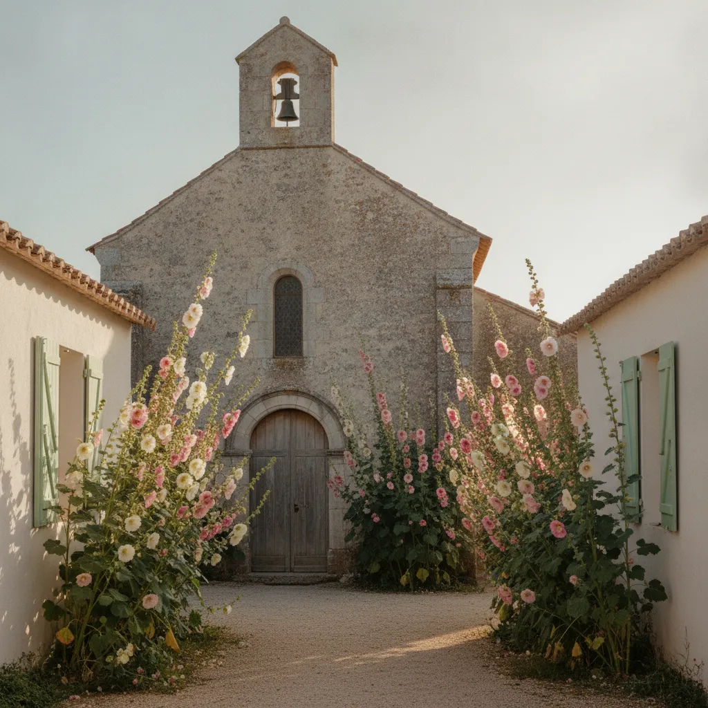 L'église Notre-Dame-de-Pitié et les ruelles fleuries de Loix, loin de l'agitation des villages du sud de l'île