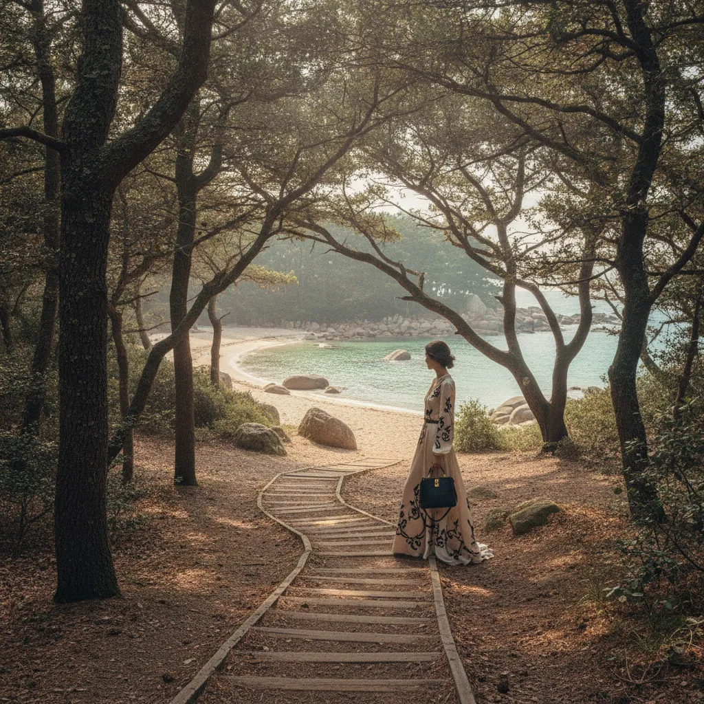 Le Bois de la Chaise offre des sentiers ombragés même en plein été, avec des criques accessibles par des escaliers de bois