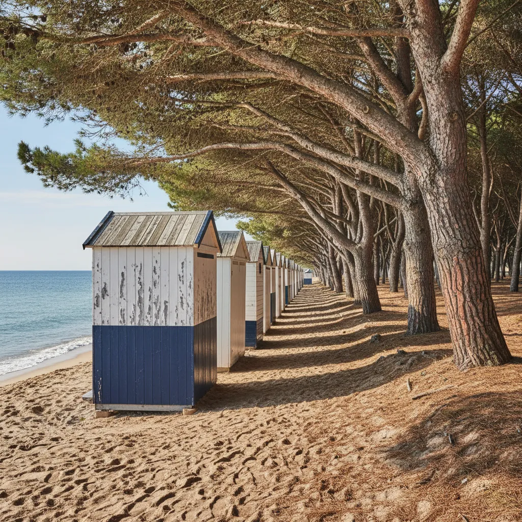 Les cabines de bain de la plage des Dames à Noirmoutier, un classique du littoral vendéen depuis les années 1930