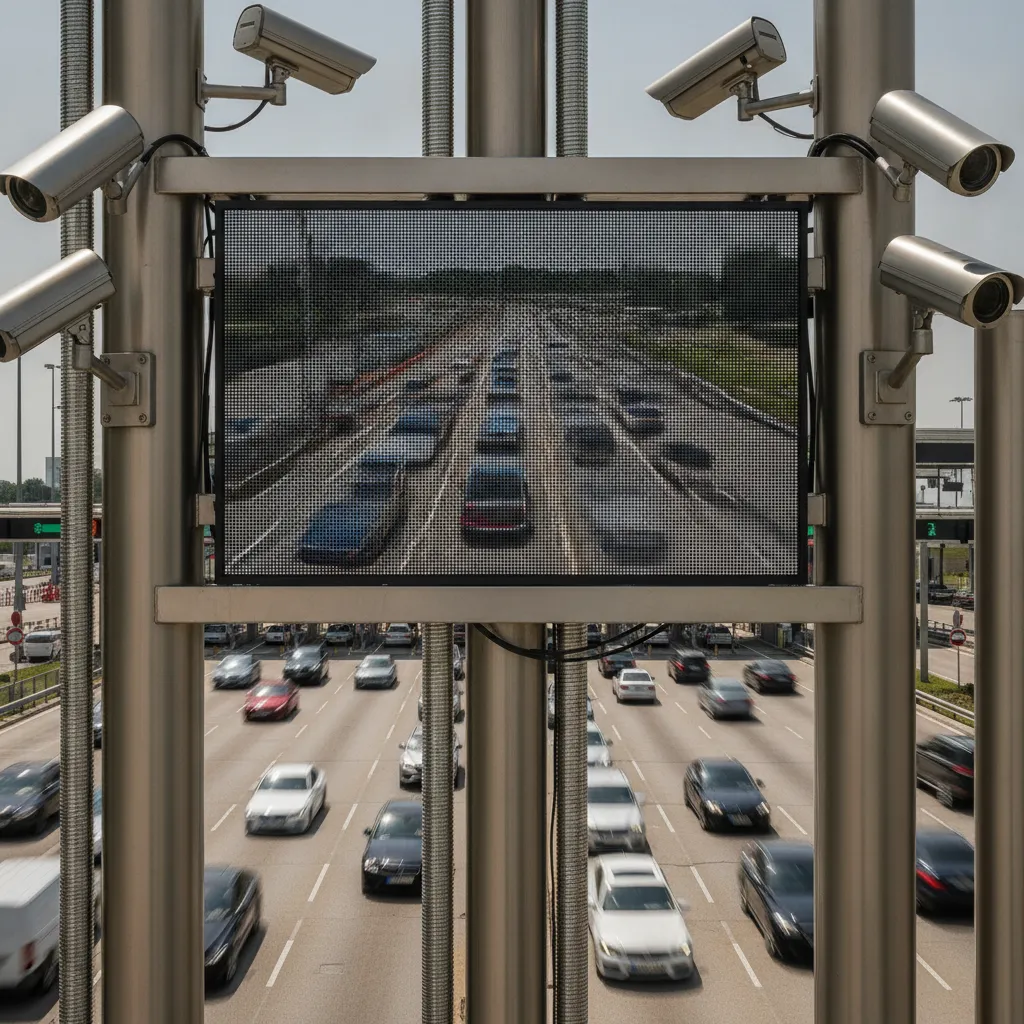 L'image de la webcam du péage permet d'évaluer le temps d'attente avant de prendre la route