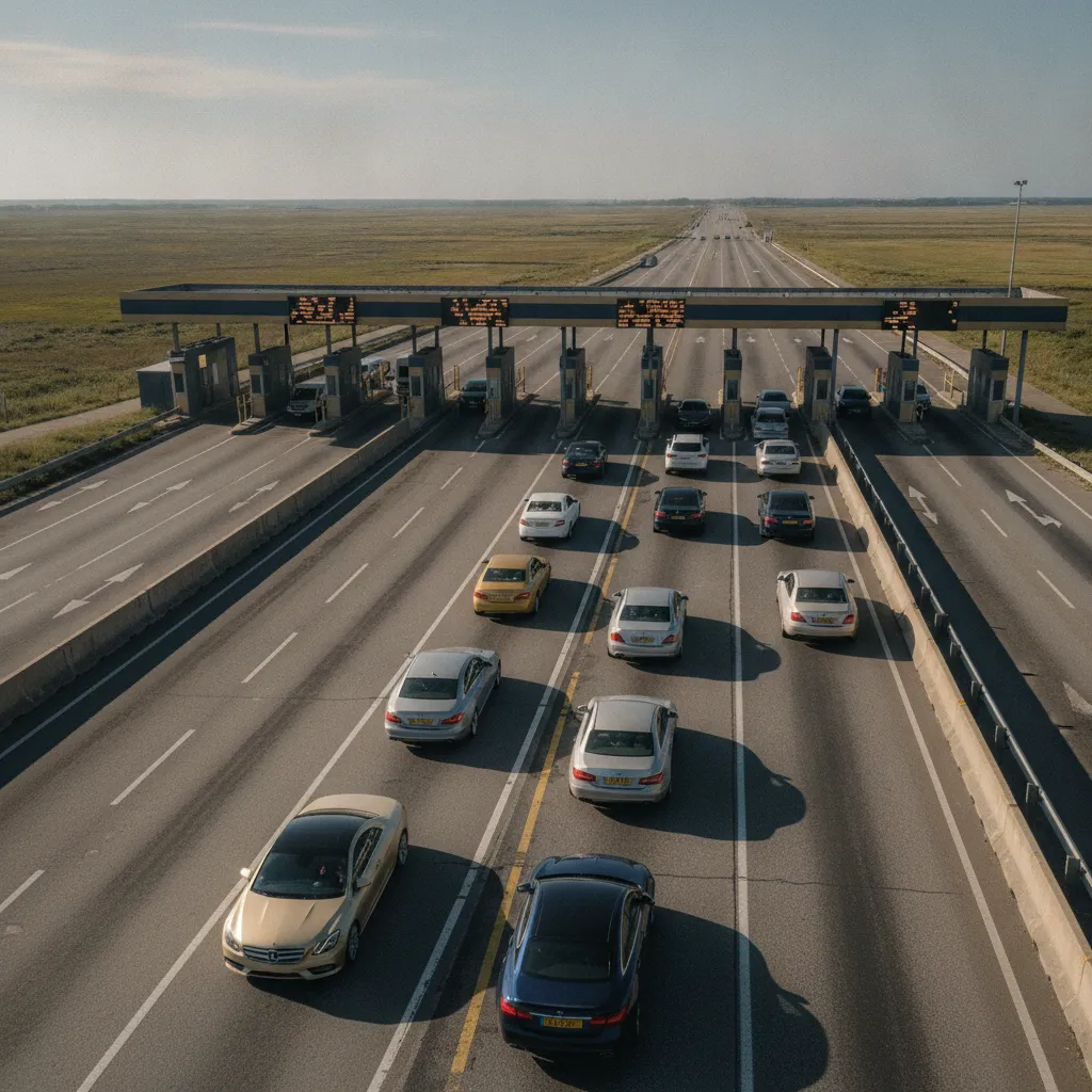 En haute saison, le péage du pont fonctionne à plein régime avec des files pouvant dépasser une heure