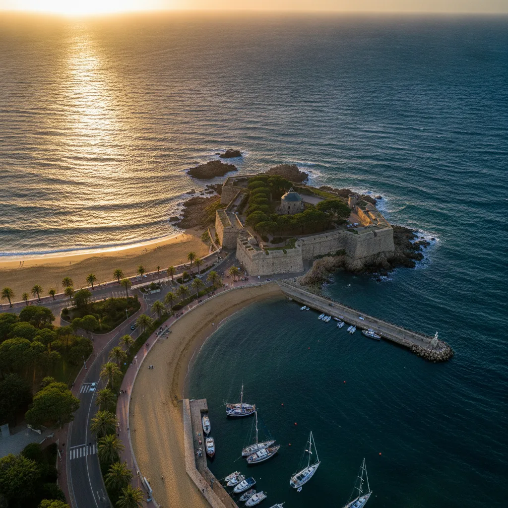 La presqu'île de Fouras vue depuis la pointe de la Fumée, avec le Fort Vauban en arrière-plan