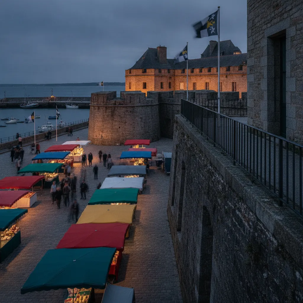 Le marché nocturne de Port-Louis se déploie au pied de la citadelle Vauban, face à la rade de Lorient