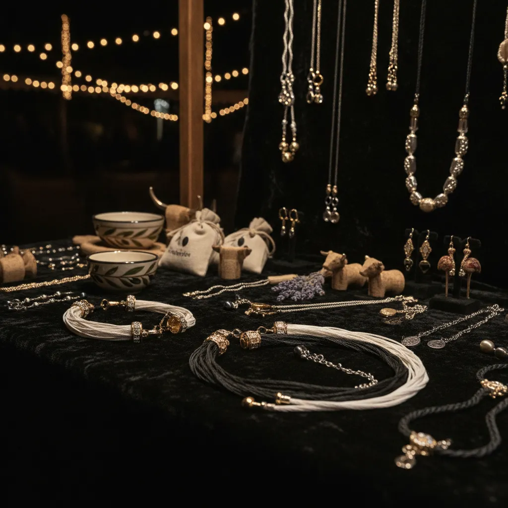 Les bijoux en crin de cheval, spécialité camarguaise, se négocient entre 12 et 35 euros selon la pièce